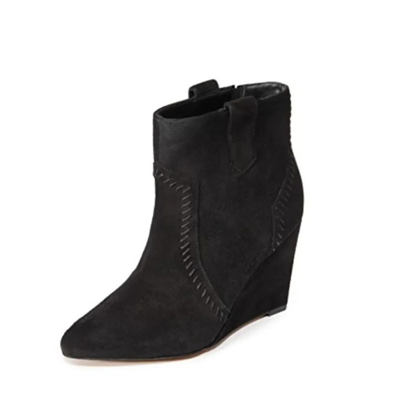Rebecca Minkoff Bianca Wedge Booties Black Suede - Picture 1 of 12